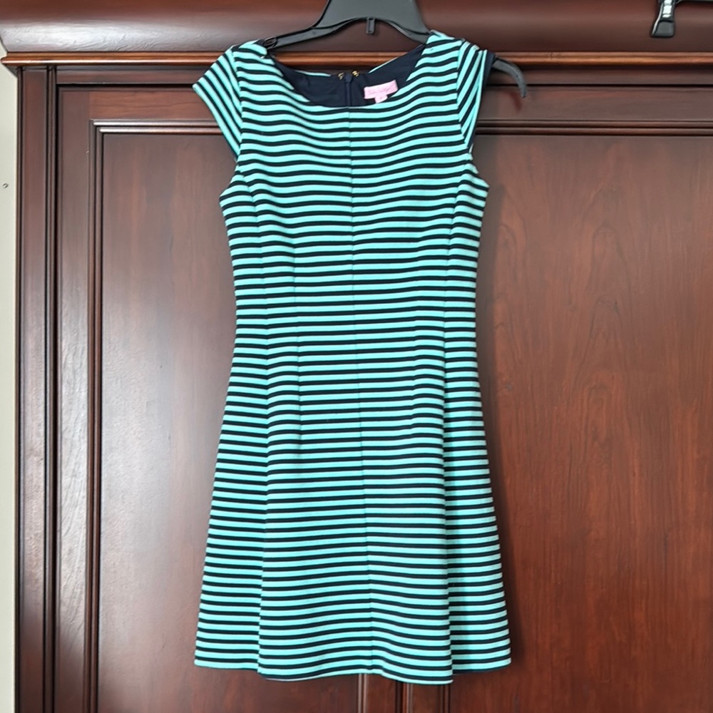 Lilly Pulitzer Blue and Green A-Line Mini Dress